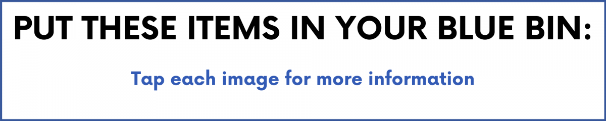 Header, Please put the following listed items in your blue bin