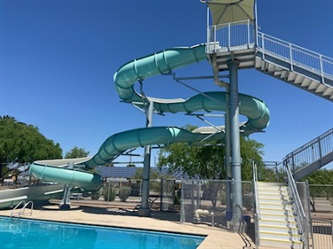 Large water slide installed at Freedom Pool