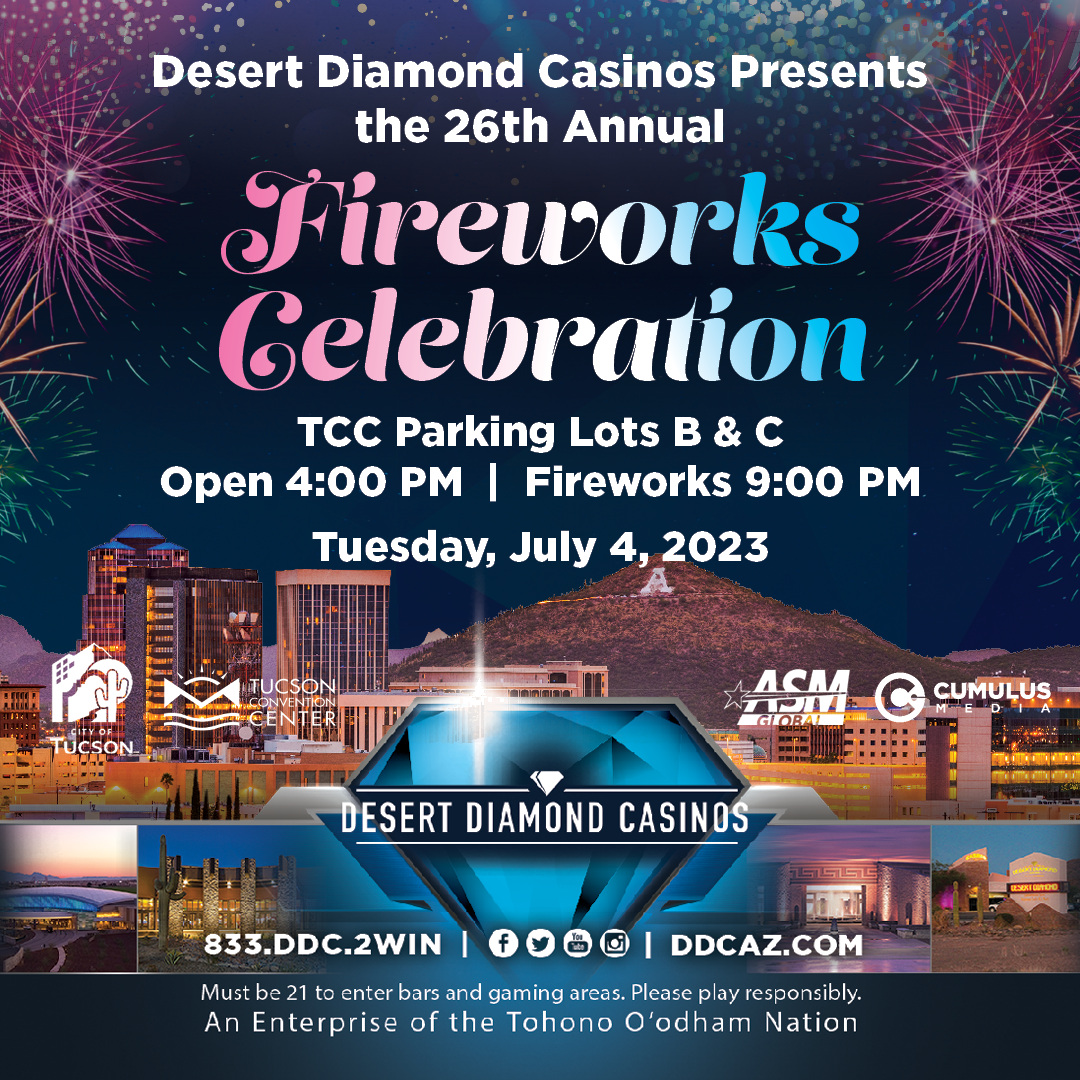 Fireworks for July 4 sponsor graphic with Desert Diamond Casino