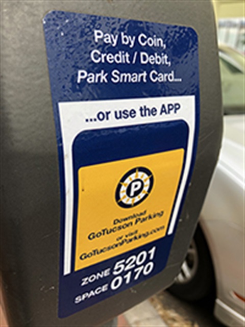 GoTucson Parking mobile app instructions sticker