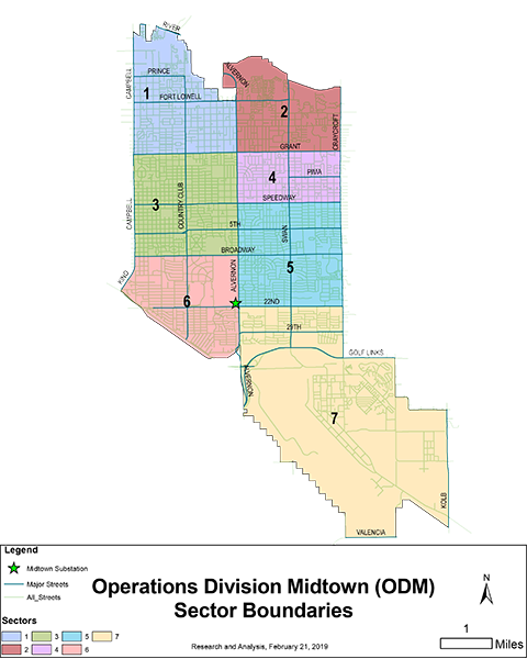 Sector map of TPD Operations Division Midtown