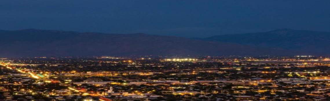 Aerial photograph of Tucson at night.
